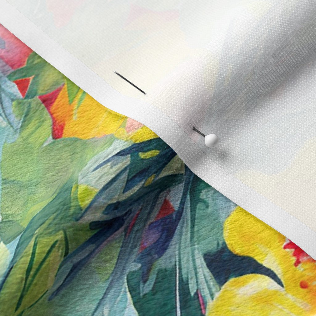 Watercolor Hibiscus Flowers (Light III) Minky Printed Fabric by Studio Ten Design