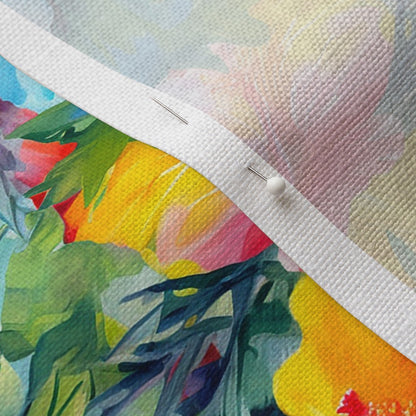 Watercolor Hibiscus Flowers (Light III) Belgian Linen™ Printed Fabric by Studio Ten Design
