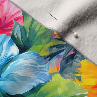 Watercolor Hibiscus Flowers (Light III) Performance Velvet Printed Fabric by Studio Ten Design
