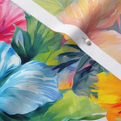 Watercolor Hibiscus Flowers (Light III) Performance Piqué Printed Fabric by Studio Ten Design
