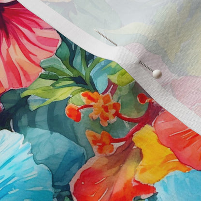 Watercolor Hibiscus Flowers (Light IV) Petal Signature Cotton Printed Fabric by Studio Ten Design