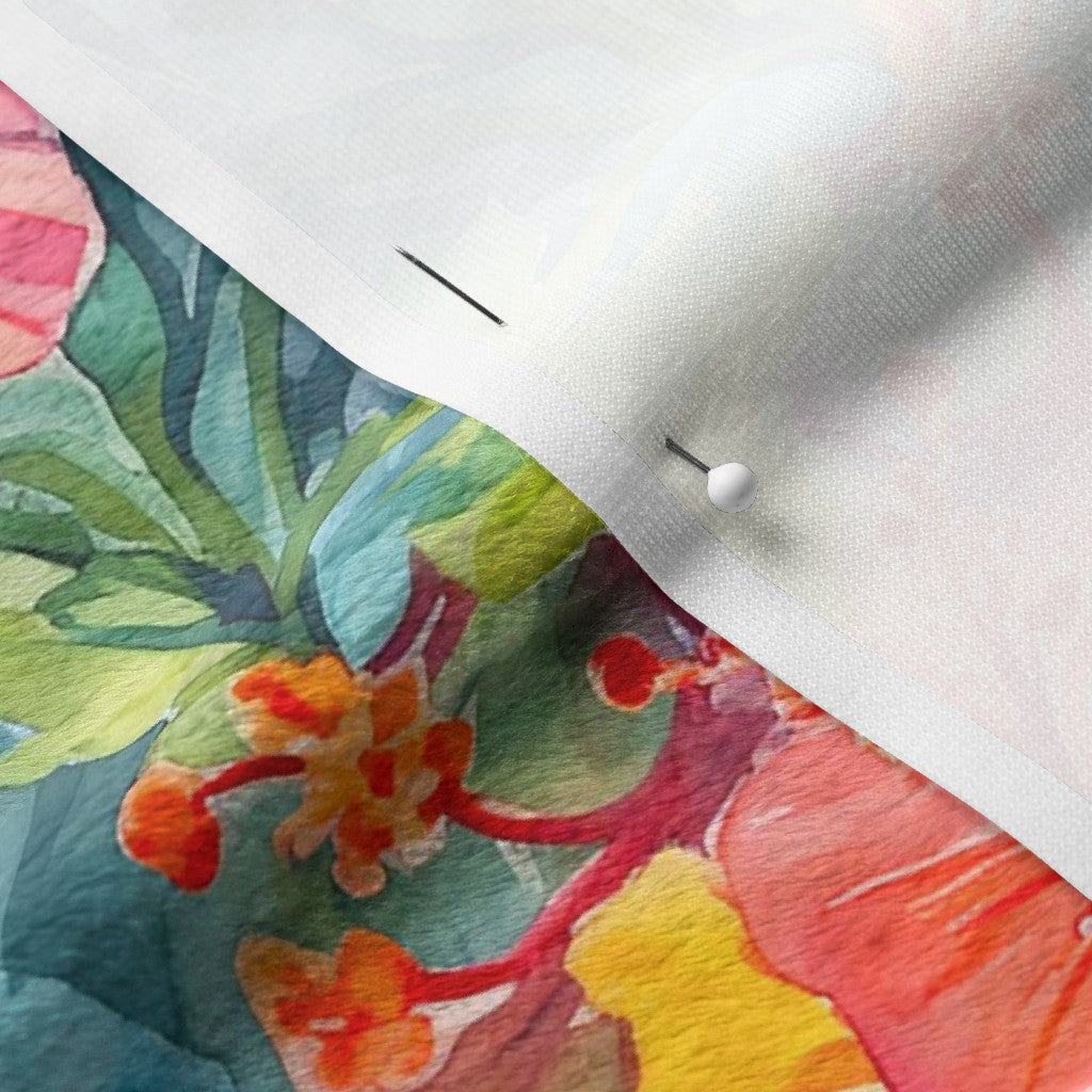 Watercolor Hibiscus Flowers (Light IV) Minky Printed Fabric by Studio Ten Design