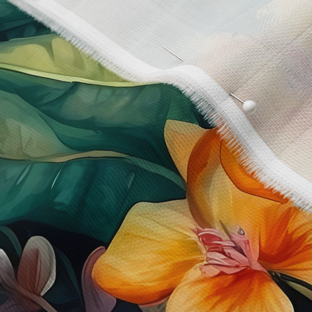 Tropical Jungle (Dark 2) Organic Sweet Pea Gauze Printed Fabric by Studio Ten Design