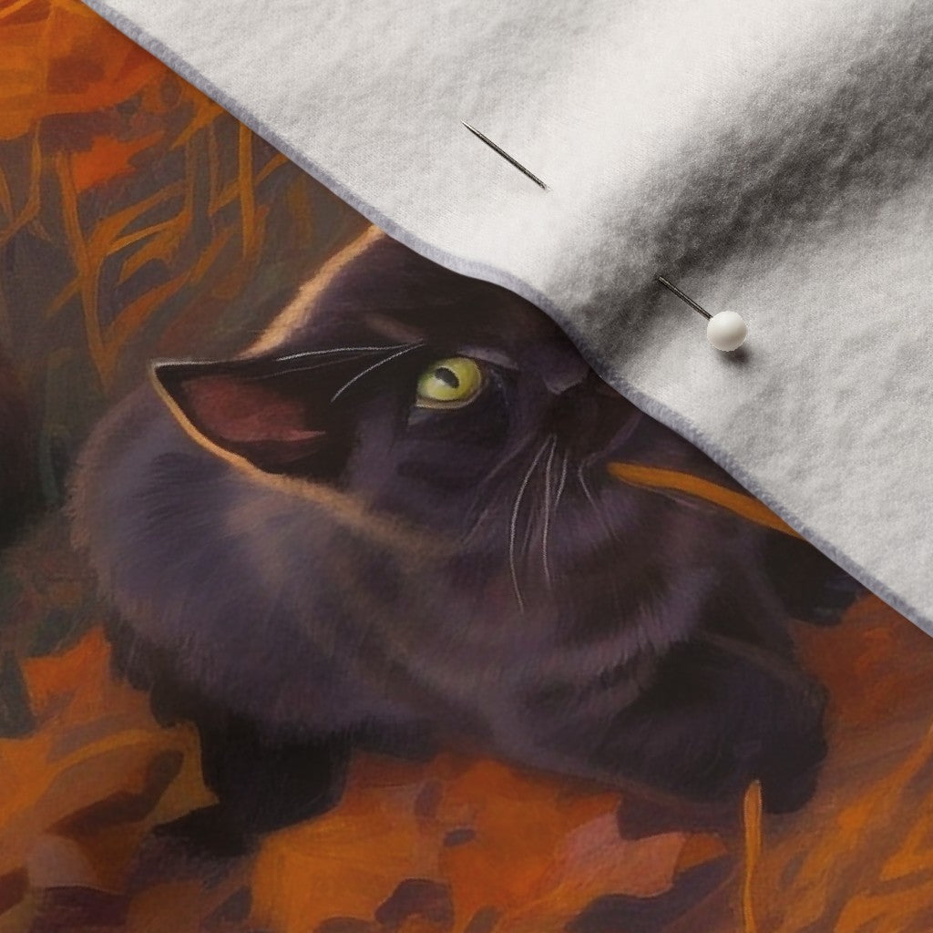 Black Cats in the Pumpkin Patch Performance Velvet Printed Fabric by Studio Ten Design