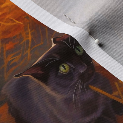 Black Cats in the Pumpkin Patch Dogwood Denim Printed Fabric by Studio Ten Design