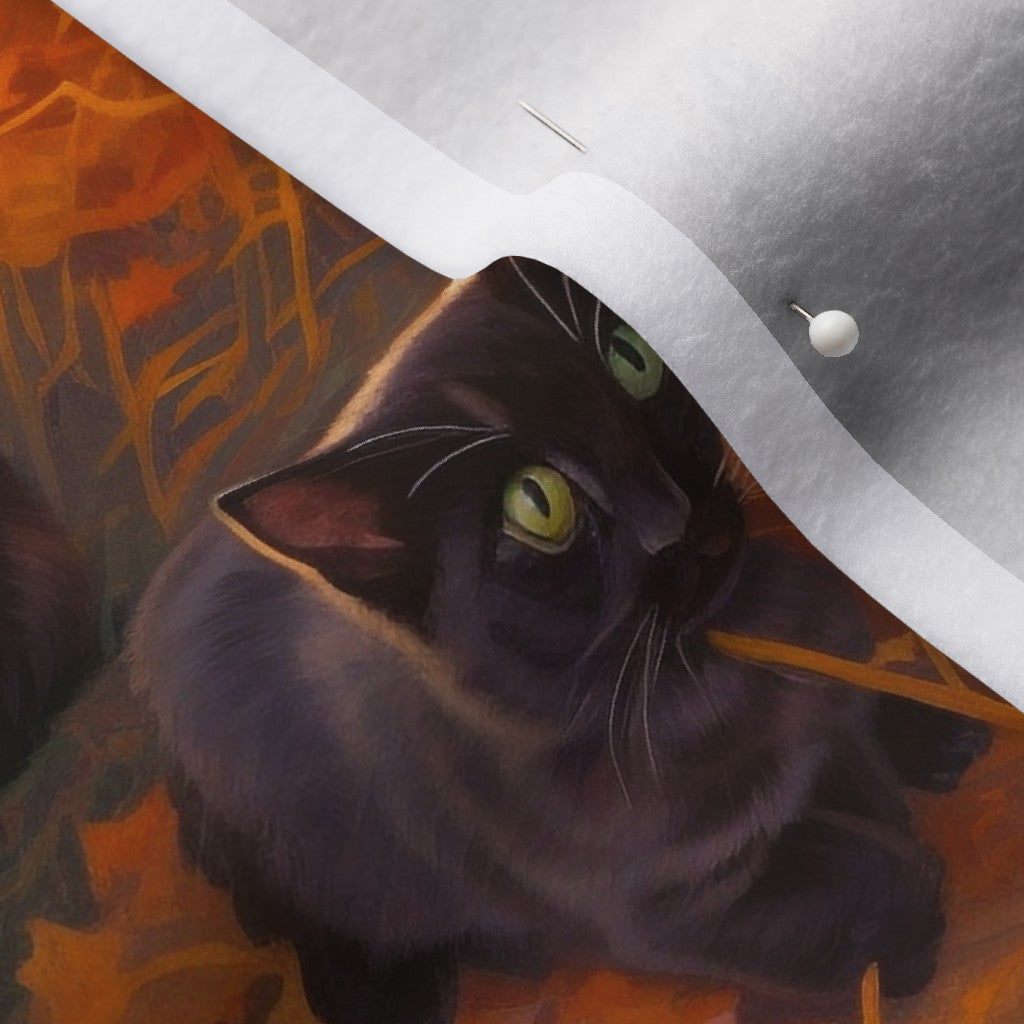 Black Cats in the Pumpkin Patch Polartec® Fleece Printed Fabric by Studio Ten Design