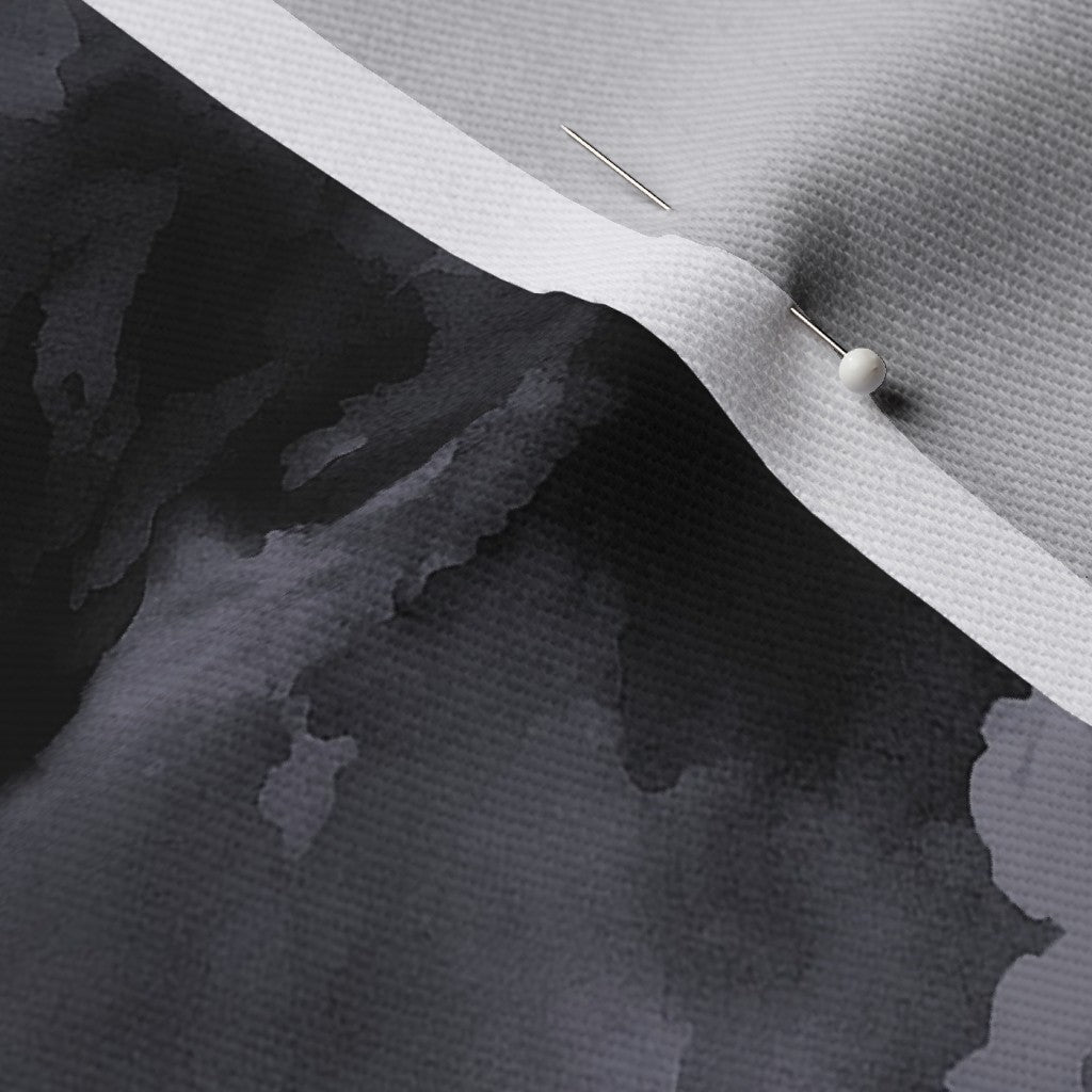 Watercolor Thunderclouds Dogwood Denim Printed Fabric by Studio Ten Design