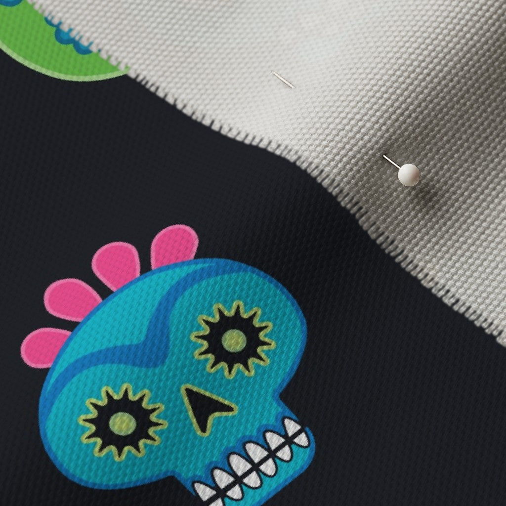 Dia de los Muertos (Graphite) Cypress Cotton Canvas Printed Fabric by Studio Ten Design