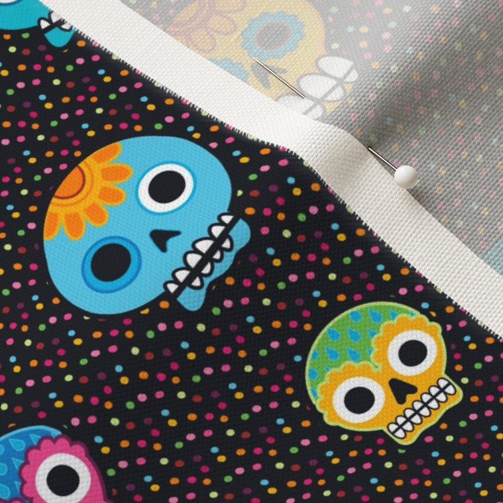 Dia de los Muertos (Ditsy) Linen Cotton Canvas Printed Fabric by Studio Ten Design