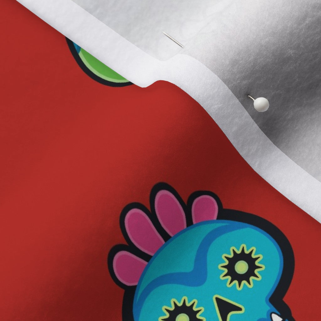 Dia de los Muertos (Poppy Red) Polartec® Fleece Printed Fabric by Studio Ten Design