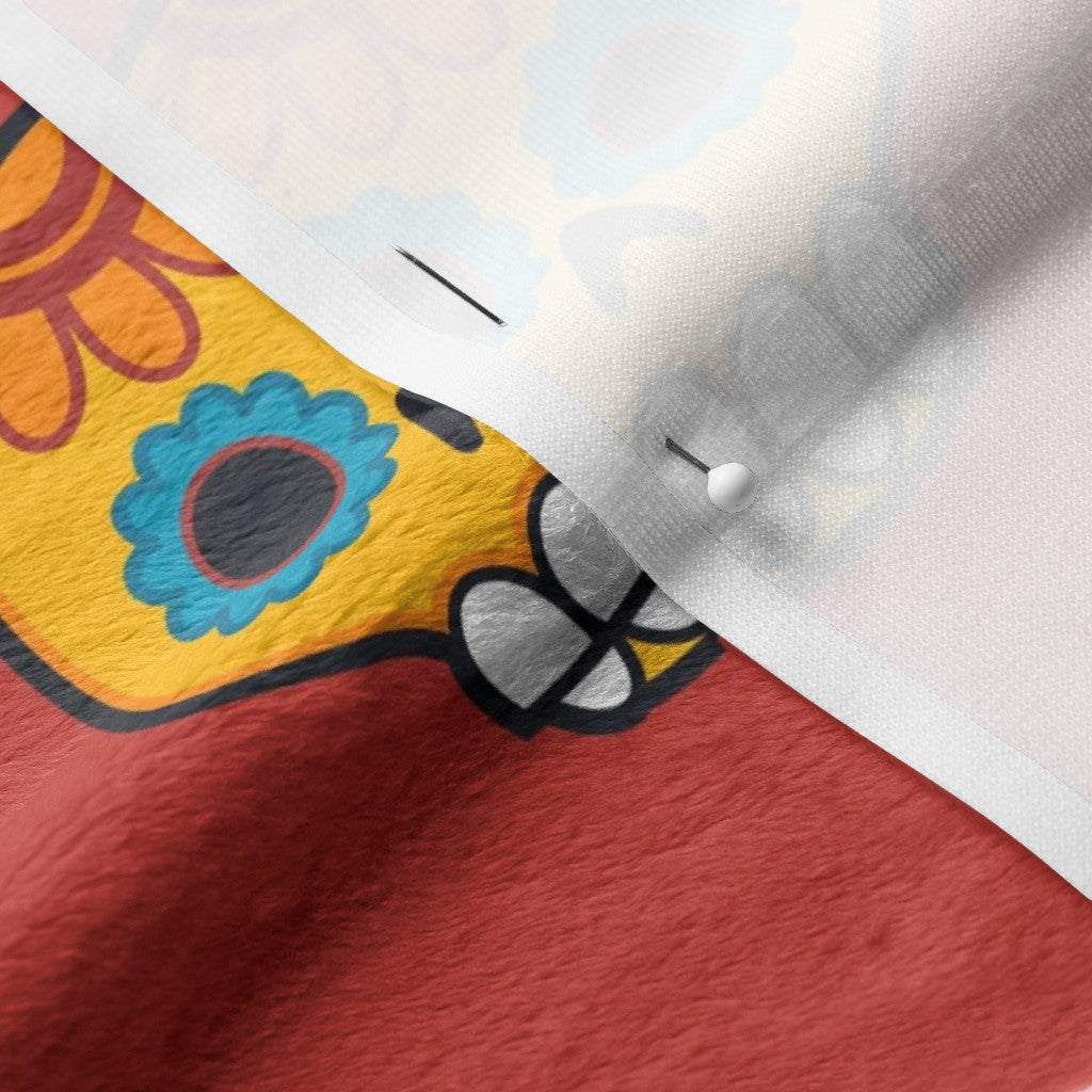 Dia de los Muertos (Poppy Red) Minky Printed Fabric by Studio Ten Design