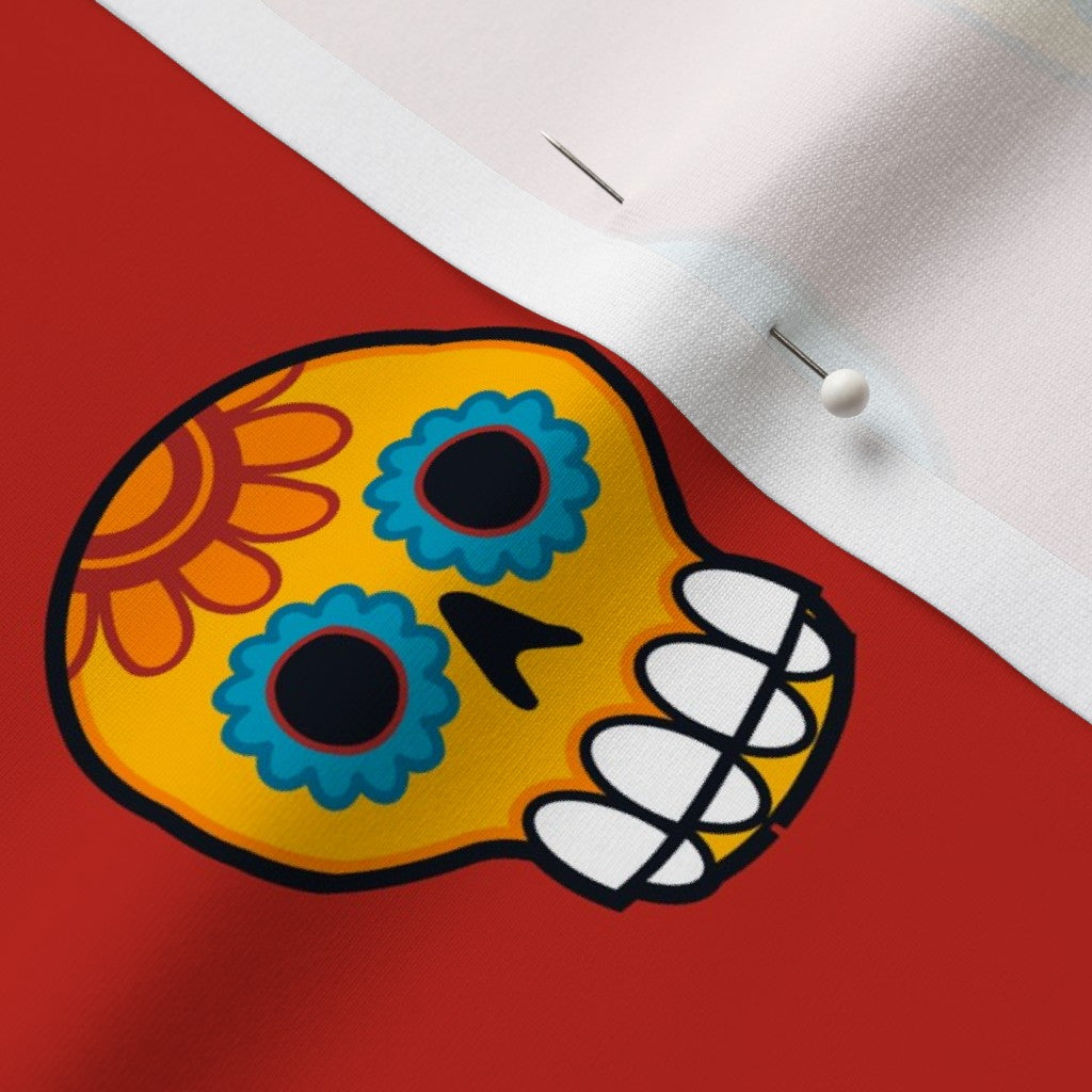Dia de los Muertos (Poppy Red) Sport Lycra Printed Fabric by Studio Ten Design