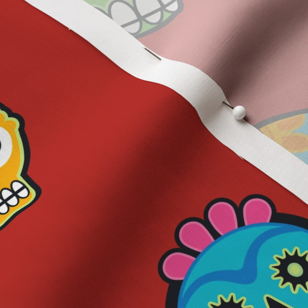 Dia de los Muertos (Poppy Red) Cotton Poplin Printed Fabric by Studio Ten Design