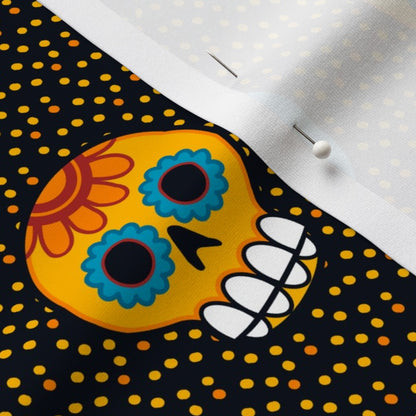Dia de los Muertos (Yellow) Sport Lycra Printed Fabric by Studio Ten Design