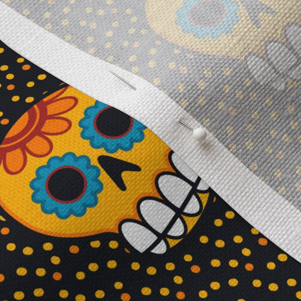Dia de los Muertos (Yellow) Belgian Linen™ Printed Fabric by Studio Ten Design