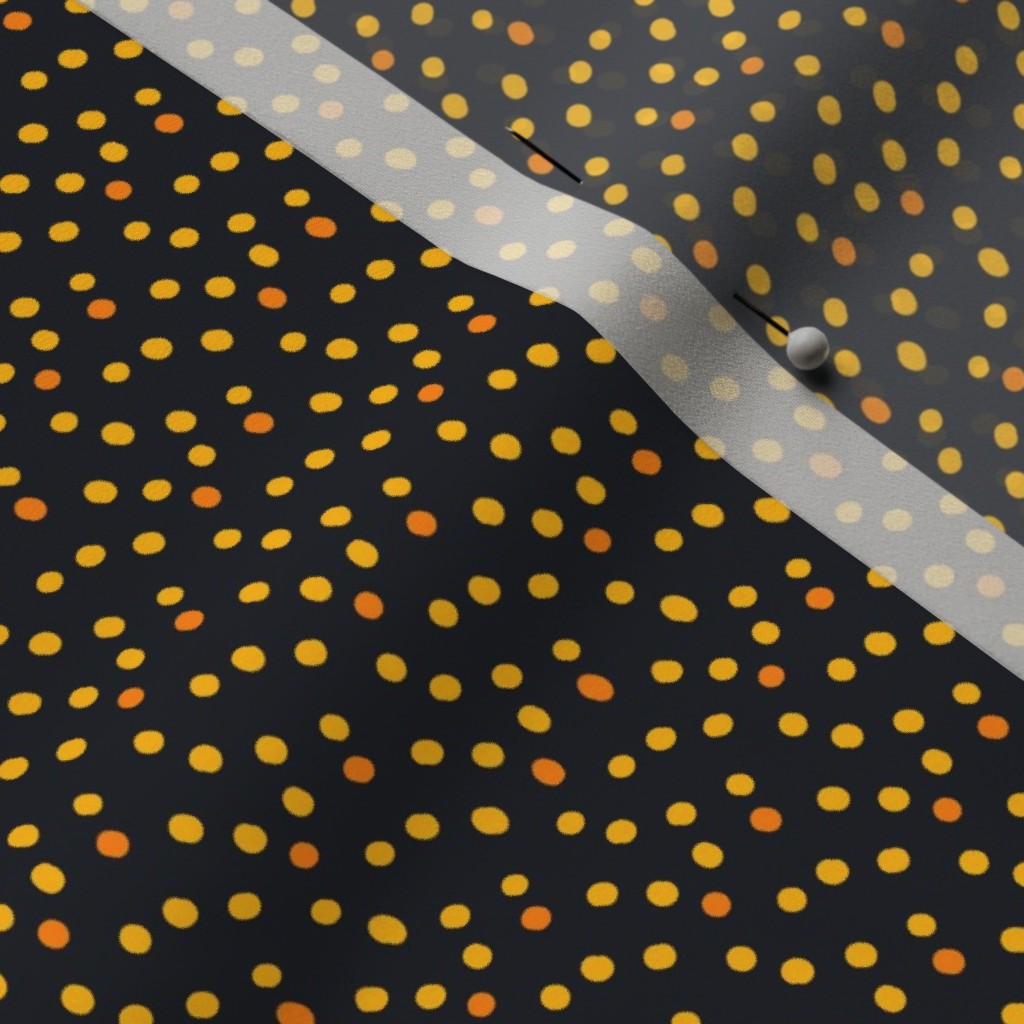 Ditsy Dots (Yellow) Poly Crepe de Chine Printed Fabric by Studio Ten Design