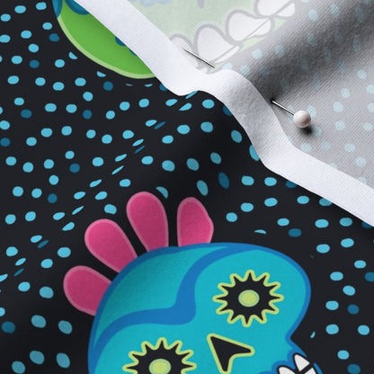 Dia de los Muertos (Blue) Cotton Spandex Jersey Printed Fabric by Studio Ten Design