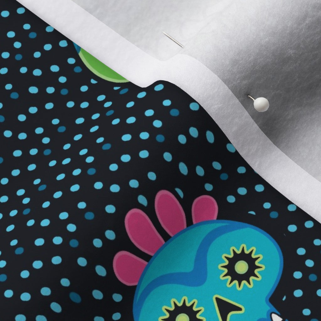 Dia de los Muertos (Blue) Polartec® Fleece Printed Fabric by Studio Ten Design