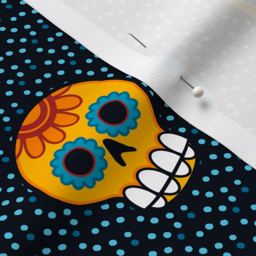 Dia de los Muertos (Blue) Sport Lycra Printed Fabric by Studio Ten Design