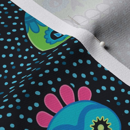 Dia de los Muertos (Blue) Dogwood Denim Printed Fabric by Studio Ten Design
