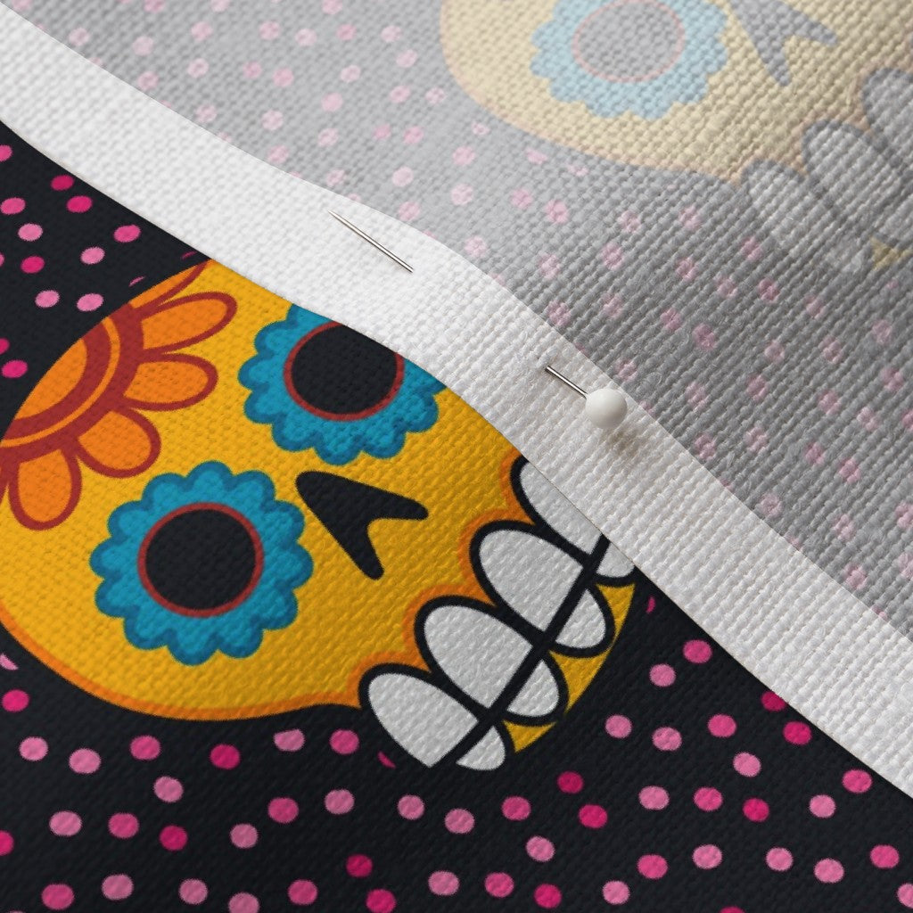 Dia de los Muertos (Pink) Belgian Linen™ Printed Fabric by Studio Ten Design