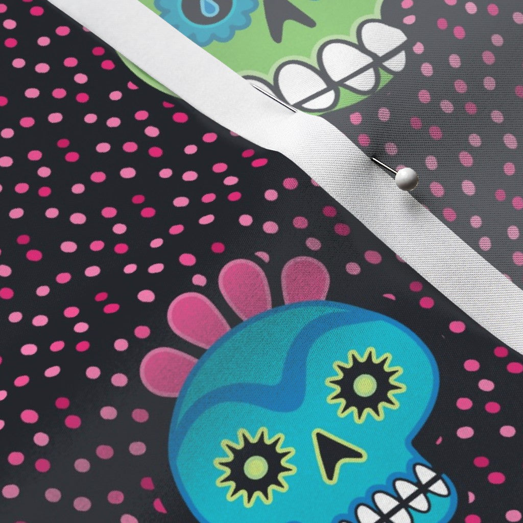 Dia de los Muertos (Pink) Satin Printed Fabric by Studio Ten Design