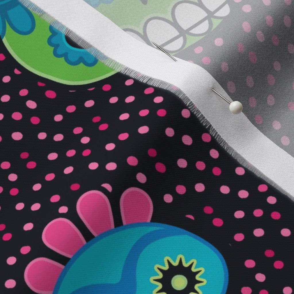 Dia de los Muertos (Pink) Organic Cotton Sateen Printed Fabric by Studio Ten Design