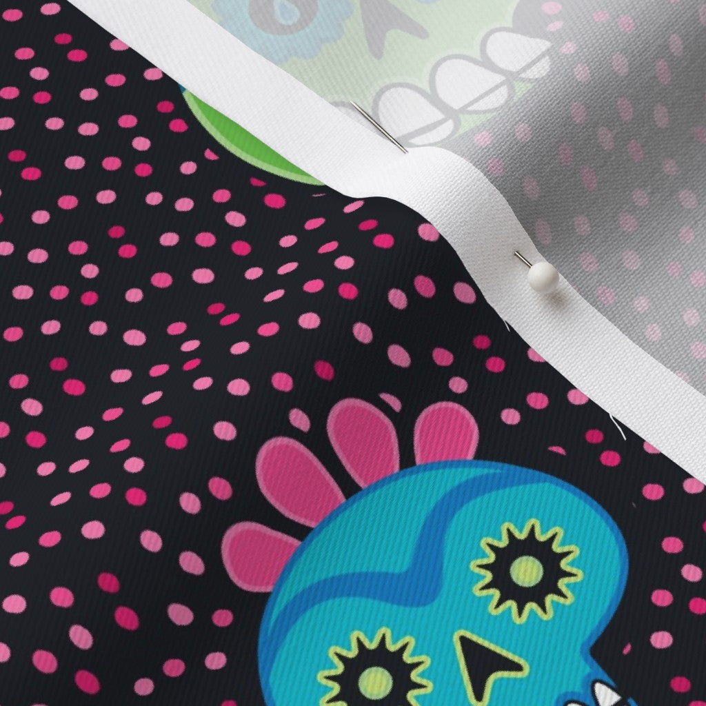 Dia de los Muertos (Pink) Lightweight Cotton Twill Printed Fabric by Studio Ten Design
