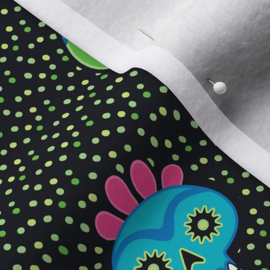 Dia de los Muertos (Green) Polartec® Fleece Printed Fabric by Studio Ten Design