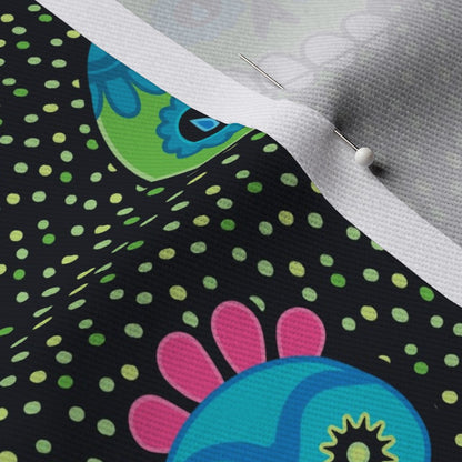 Dia de los Muertos (Green) Dogwood Denim Printed Fabric by Studio Ten Design