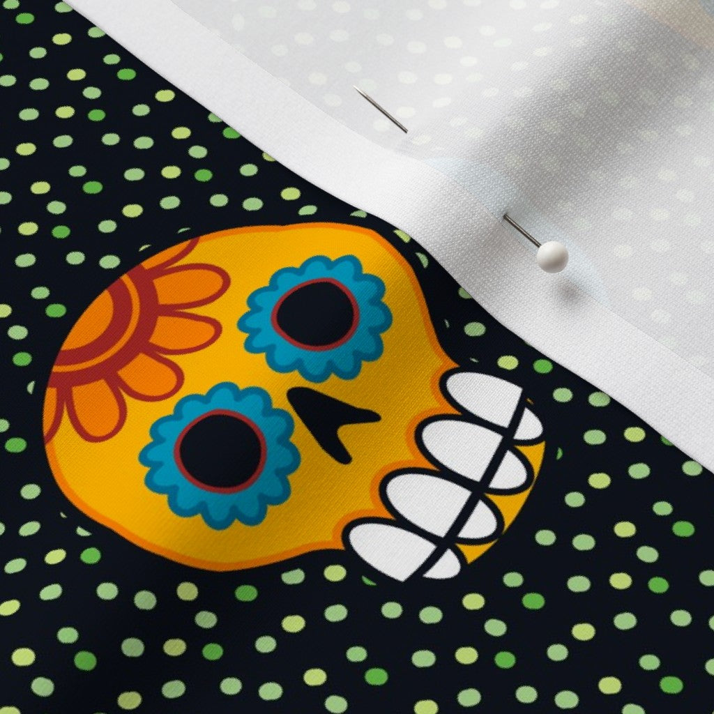 Dia de los Muertos (Green) Sport Lycra Printed Fabric by Studio Ten Design