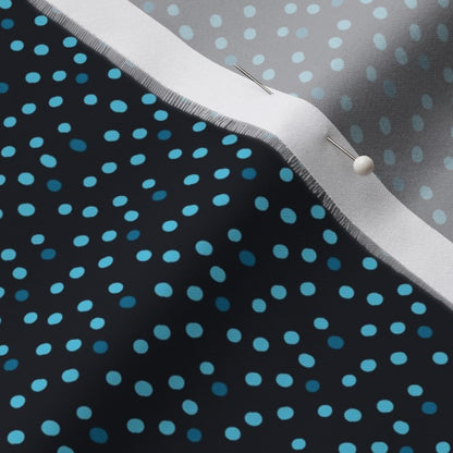 Ditsy Dots (Blue) Organic Cotton Sateen Printed Fabric by Studio Ten Design