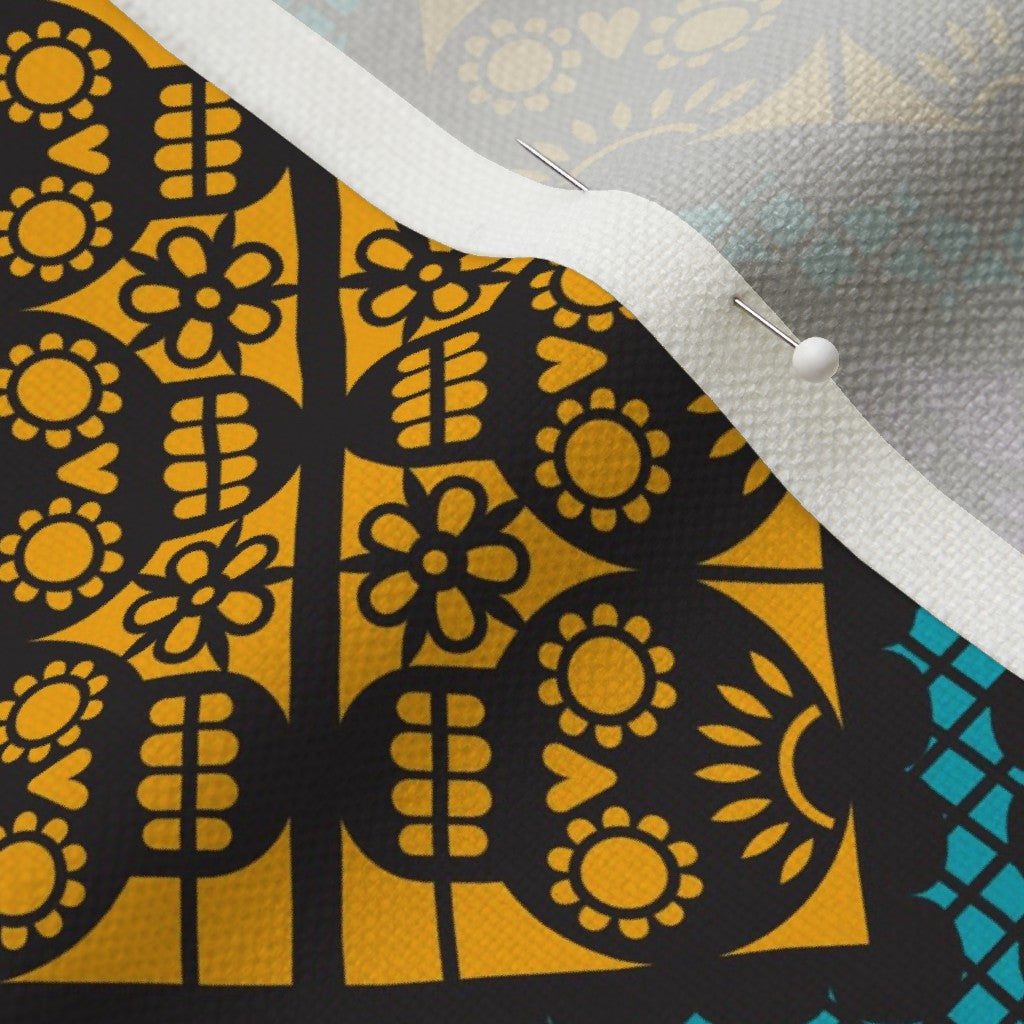 Dia de los Muertos Papel Picado (Bias) Performance Linen Printed Fabric by Studio Ten Design
