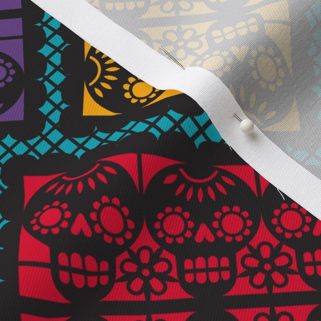 Dia de los Muertos Papel Picado (Bias) Lightweight Cotton Twill Printed Fabric by Studio Ten Design