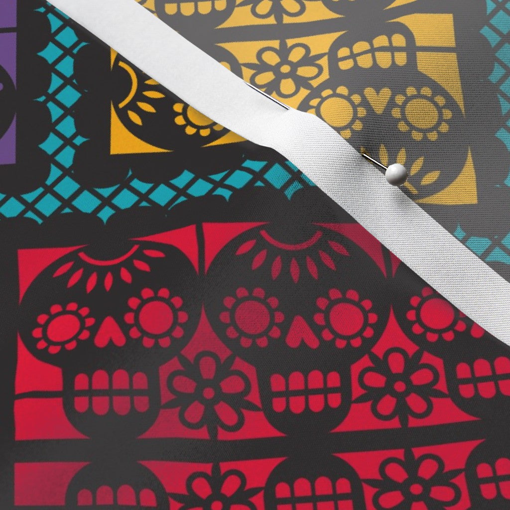 Dia de los Muertos Papel Picado (Bias) Satin Printed Fabric by Studio Ten Design
