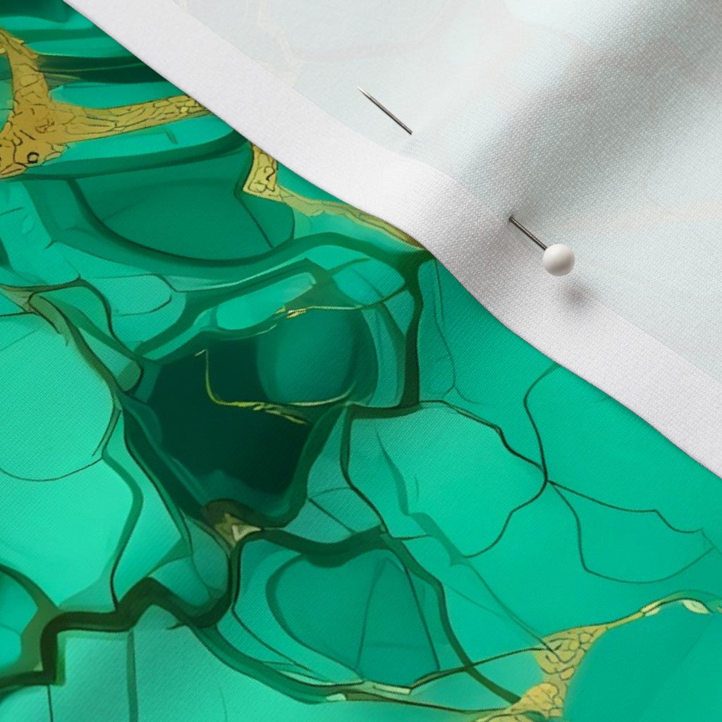 Faux Malachite & Gold Sport Lycra Printed Fabric by Studio Ten Design