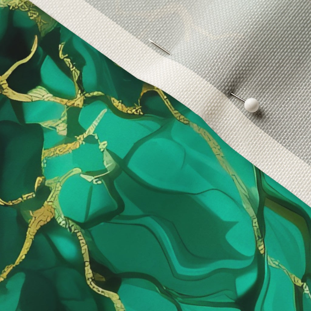 Faux Malachite & Gold Celosia Velvet Printed Fabric by Studio Ten Design