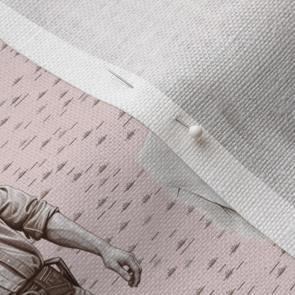 Handsome Cowboys Toile (Pink) Belgian Linen™ Printed Fabric by Studio Ten Design