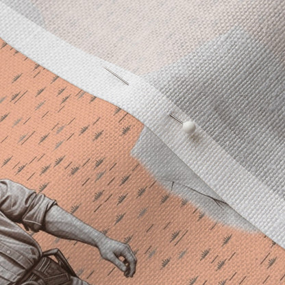 Handsome Cowboys Toile (Peach) Belgian Linen™ Printed Fabric by Studio Ten Design