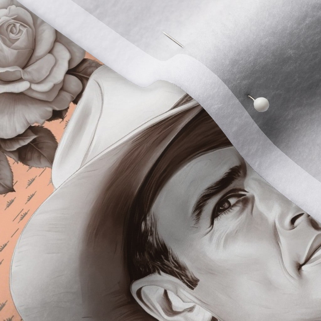 Handsome Cowboys Toile (Peach) Polartec® Fleece Printed Fabric by Studio Ten Design