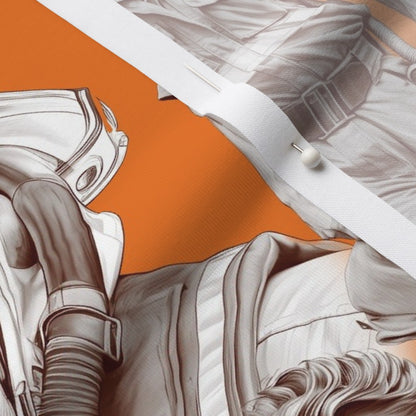 Handsome Fire Fighters Toile (Orange) Modern Jersey Printed Fabric by Studio Ten Design