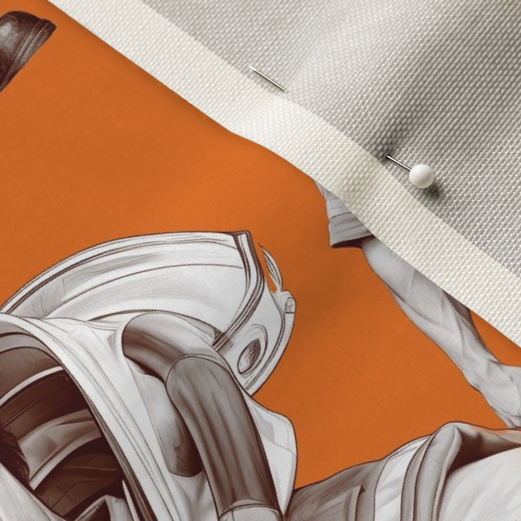Handsome Fire Fighters Toile (Orange) Celosia Velvet Printed Fabric by Studio Ten Design