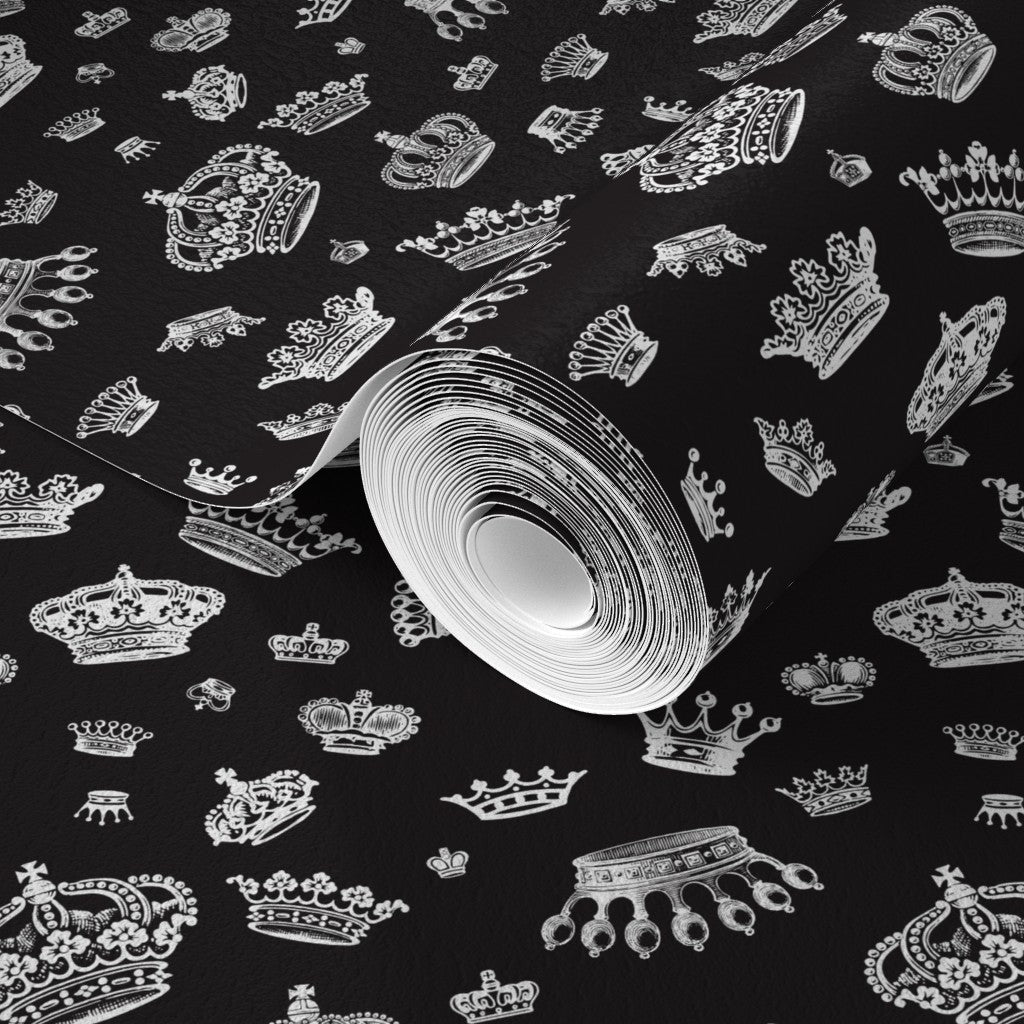 Royal Crowns (Black + White) Wallpaper