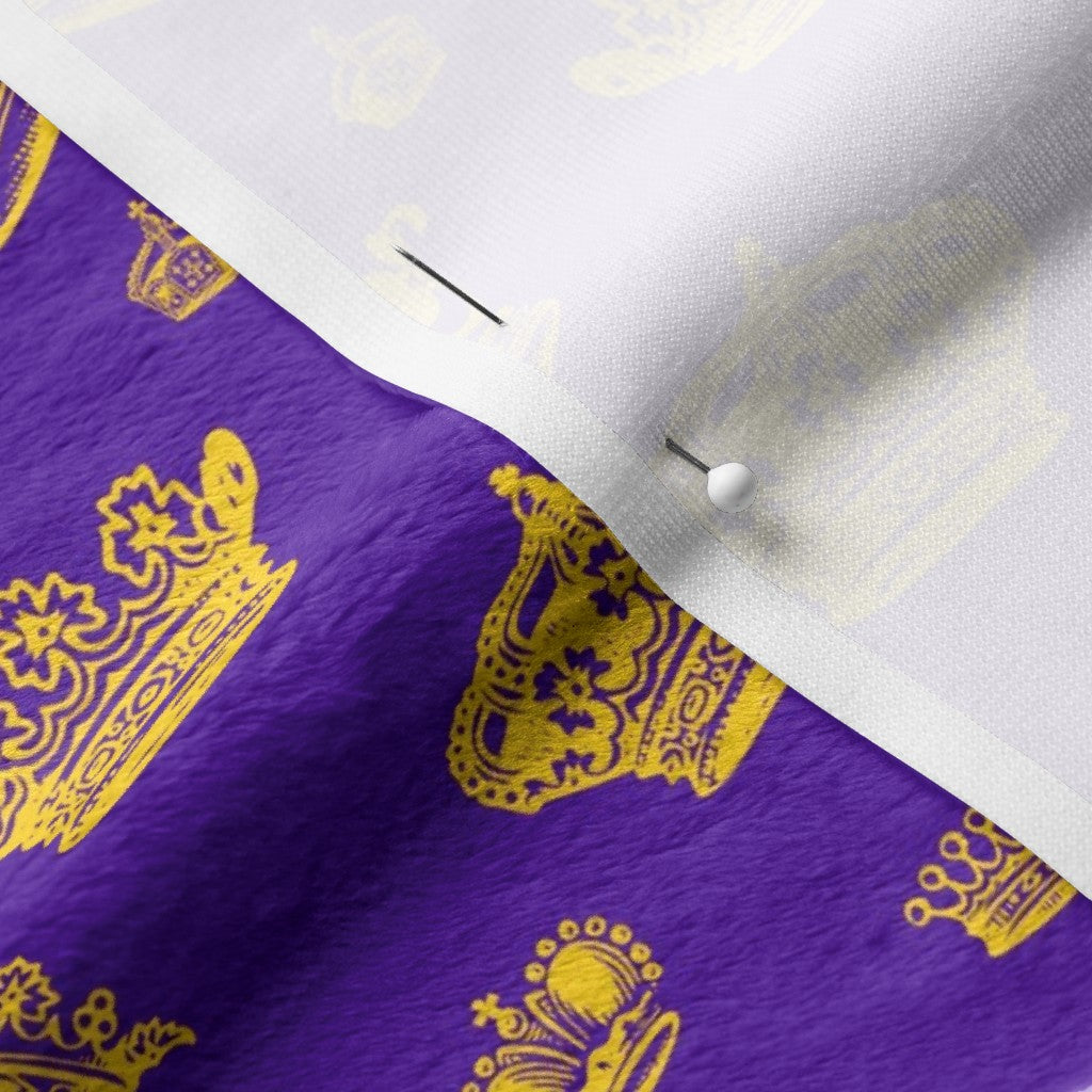 Royal Crowns Golden Yellow+Royal Purple Minky Printed Fabric by Studio Ten Design