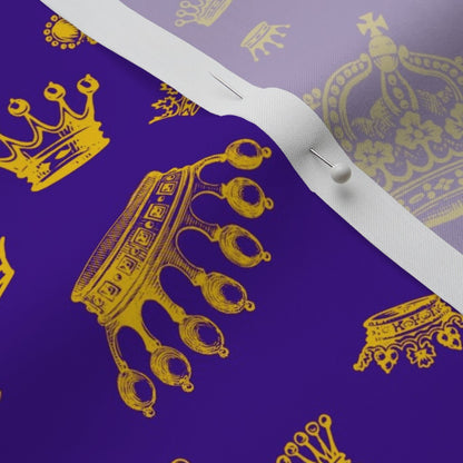 Royal Crowns Golden Yellow+Royal Purple Perennial Sateen Grand Printed Fabric by Studio Ten Design