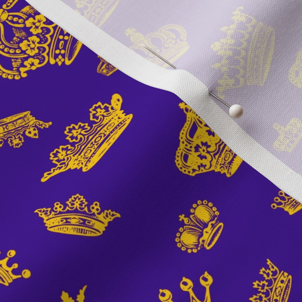 Royal Crowns Golden Yellow+Royal Purple Petal Signature Cotton Printed Fabric by Studio Ten Design