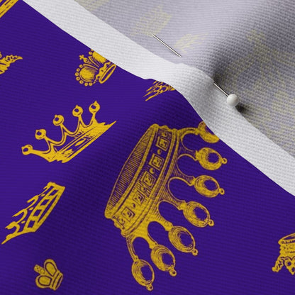 Royal Crowns Golden Yellow+Royal Purple Dogwood Denim Printed Fabric by Studio Ten Design