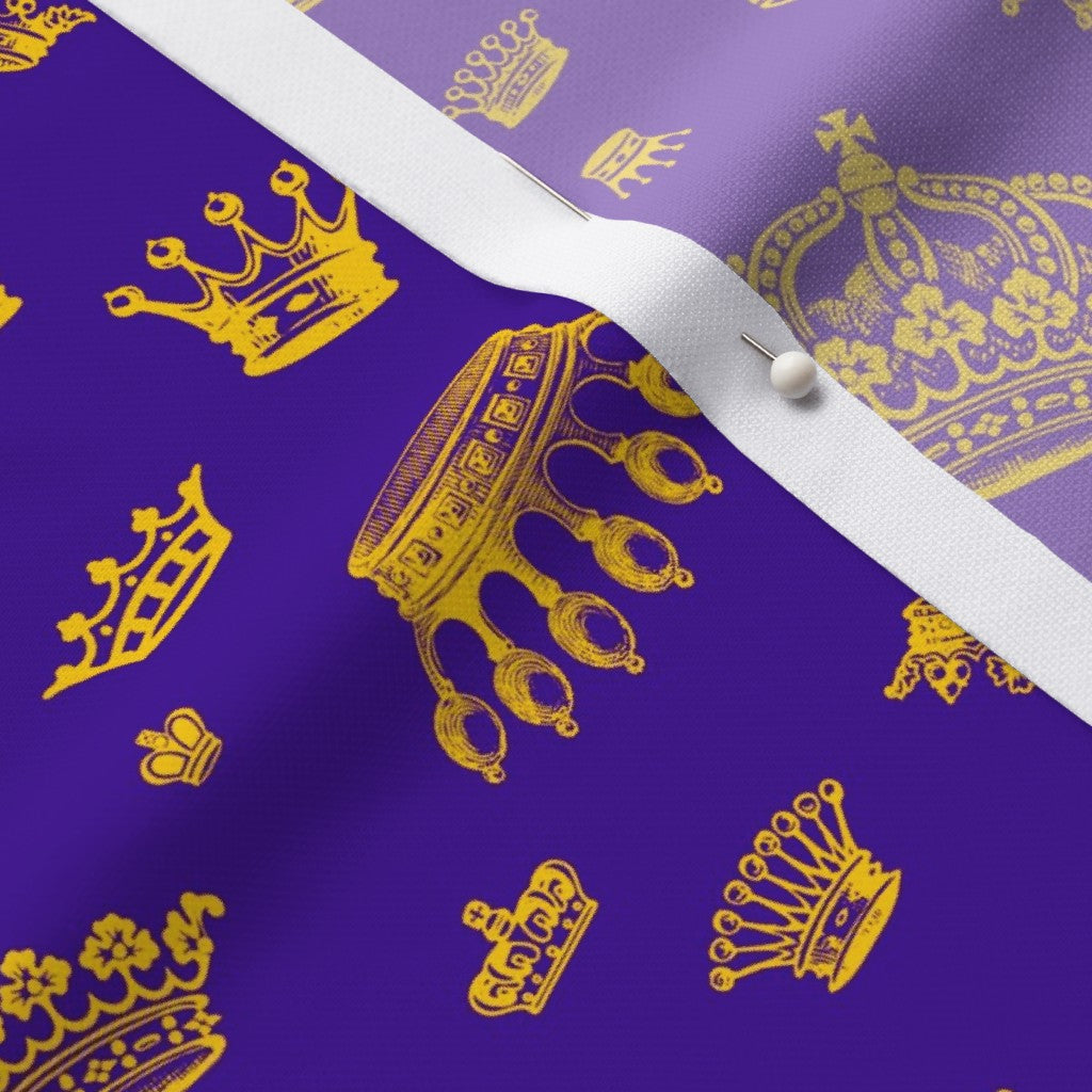 Royal Crowns Golden Yellow+Royal Purple Performance Piqué Printed Fabric by Studio Ten Design
