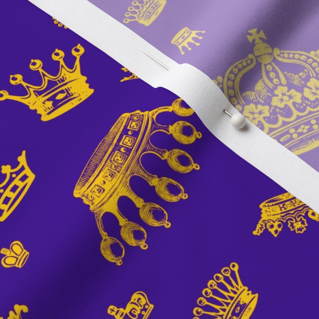 Royal Crowns Golden Yellow+Royal Purple Modern Jersey Printed Fabric by Studio Ten Design