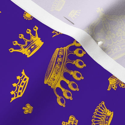 Royal Crowns Golden Yellow+Royal Purple Longleaf Sateen Grand Printed Fabric by Studio Ten Design